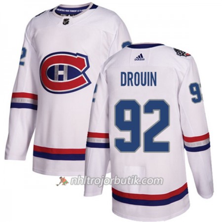 Män Ishockey Montreal Canadiens Tröja Jonathan Drouin 92 Adidas 2017-2018 Vit Classic Authentic